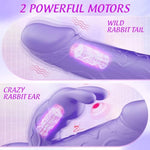 Womens Sex Toys Vibrator, Realistic Textured G Spot Anal Vibrators Rabbit Dildo, Lavender Female Vibradores With Dual Motors And Vibrating Ears, Soft Silicone Whisper Quiet Couple Sex Toy