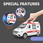 4 Packs Emergency Vehicle Toy Playsets, Including Garbage Truck Play Police Car,Ambulance And Fire Truck With Spray,Lights & Sounds,Birthday Christmas Party Gifts Toys For Boys 3-5