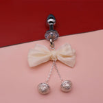 Female Bow Metal Anal Plug With Hollow Bell Couple Pleasure Bullet Butt Plug Sex Toy