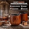 The Original Charred Wooden Bourbon Drinking Glass Bourbon Gifts for Men | Charred Wooden Old Fashioned Glass | Great Whiskey Gifts for Men, Dad, or Brother | Gifts For Men Who Have Everything