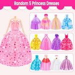 110 Pcs Doll Clothes And Accessories Dress Up Toys For Girls With Wedding Dresses, Casual Dresses, Casual Jumpsuit, Swimsuits Bikini, Glasses, Shoes, Hangers, Doll Clothes Toys For Girl Gift