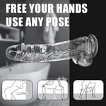 Lifelike Lover Luxe Realistic Dildo - 9.6 Inch Huge Silicone Dildo With Strong Suction Cup - Crystal Jelly Dildo - Xl Transparent
