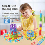 Snap-N-Twist Building Blocks - 270 Piece Set Of Flexible Interlocking Math Manipulatives - Open Ended Stem Toys For 5 To 12 Year Old Boys & Girls - Indoor Recess Games For Classroom