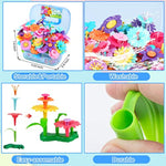 Flower Building Toy Set For Girls, Best Birthday Gifts For 3 4 5 6 7 Year Old Kids, Arts And Crafts Kit For Toddlers, Stem Activities And Gardening Pretend Playset, 148 Pcs