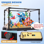 Fish Tank Building Block, Lighting Aquarium Building Sets For Adults And Kids Including Ocean Jellyfish, Dolphin, Turtle, Crab, Animal Building Toys For Boys Age 8-12, 725Pcs
