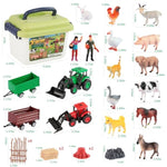 32Pcs Farm Playset For Toddlers 1-3 Plastic Animal Figures Toys Double Farm Tractor Toys For Kids 3-5 Storage Box Ideal Festivals Birthday Gift