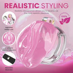 Male Cage Realistic Vagina Device Cock Chastity Abs Soft Rubber With Belt 4 Sizes Rings Adults Toys For Men (Pink)