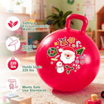 Hopper Ball For Girls & Boys 3-8 With Free Hair Clips, Santa Claus Red 18In Bouncy Ball With Handle For Kids, Christmas Hopping Toys Indoor And Outdoor Play Includes Pump