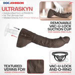 Doc Johnson Prince Yahshua - ULTRASKYN 10.5” Cock - With Removable Vac-U-Lock Suction Cup Base - F-Machine Compatible Dildo - Brown