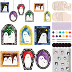 Halloween Wood Ghost Craft DIY Magnet Frames Ornaments for Kids, 24 Pieces