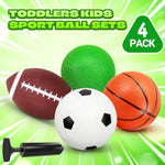 8 Inch Toddler Sport Balls Toys Set, Mini Basketball, Kids Dodgeball For Outdoor, 8" Small Soccer For Indoor Hoop Sets, Beach Pool Balls Stocking Stuffer Gift For Boys Girls(4 Pcs With Carry Bag)