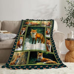 Fox Blanket, Wild Animal Throw Blanket, Foxs Blankets, Fox Gifts, Animals Stuff Fleece Flannel Plush For Women Men Boys Girls Lover Adults Soft Bedding For Sofa Bed Office Home Decor 50"X40"