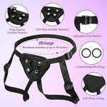 8.3Inch Purple Strap On Dildo - Stylish Perforated Leather Strap-On Harness With Comfortable Plush Lining - Set Of 2