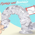 Clear Realistic Dildo - 8.9" Long Special Muscle Curves G-Spot Dildo, Flexible Safe Material Suction Cup Thin Dildo For Hands-Free Vagina Anal Play, Lifelike Ribbed Dildo Adult Sex Toys For Women Men