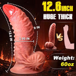 2.8" Diameter 13 Inch Huge Realistic Lifelike Silicone Dildo, Huge Size Monster Dildo With Powerful Suction Cup For Advanced Hands-Free Anal Play, Flexible Thick Dong Adult Sex Toy For For Women