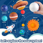64 Pcs Solar System Project Kit, Solar System Model Kit With 13 Mix Foam Balls, Solar System Toys For Kids 3-5, Learn Planets Science Kit School Project Supplies Of Bamboo Sticks, Flags, Brushes