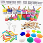DIY Colorful Sand Art and Crafts Kit with Wishing Bottles, Beach Sea Shells, and Message Paper