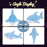 Led Plush Shark Lighting Up Stuffed Animal Floppy Night Lights Glow In The Dark Birthday Festival For Kids Toddler Girls, Blue, 16''
