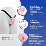 Chastity Cage Set For Men - Lightweight Resin Bdsm Penis Cage With 4 Adjustable Rings, Anal Plug, Lock & Belt - Fully Wrapped Design, Snug Fit, Comfortable Adult Sex Toy
