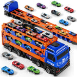 Kids Catapult Railcar Toys : Toy Truck For 3 4 5 6 Years Old Kids Boys | 78-Inch Race Track Transport Vehicle & 12 Die-Cast Metal Toy Cars | Toddler Truck Car Toys Set Gifts For Age 3-12 Years Old Kid