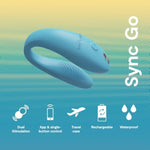 Sync Go Turquoise C-Shaped Couples Vibrator Travel Edition & Touch X Coral Powerful Mini Massager Vibrator - Couples Sex Toys Bundle
