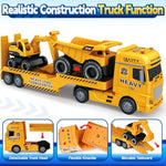 3 4 5 6 Toddler Boy Toys, 25" Construction Carrier Toy With Excavator And Dump Truck,3 In 1 Truck, Christmas Birthday Gifts For Kids 3 4 5 6 Years Old