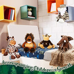 6 Pieces Safari Stuffed Animals Plush Jungle Toys Set For Boys Girls, Lion Elephant Zebra Giraffe Tiger Monkey For Animal Themed Parties Student Baby Shower Award Decoration(Novel Style)
