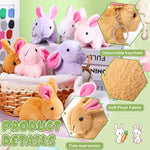 16 Pcs Bunny Stuffed Animal Bulk 4.7 Inch Small Plush Rabbit Keychains Detachable Bunny Party Favors Plushies Gifts For Stocking Stuffers, Gift Exchange(White, Pink, Lilac, Caramel)