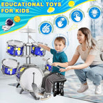 Toddler Drum Set Toys For Boys Ages 3-5 Kids Jazz Drum Kit With Bass Drum, 5 Drums Music Toy For 3 4 5 6 Year Old Boys Girls Gifts