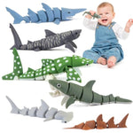 6Pcs 3D Printed Shark Figurines Toys For Kids Toddlers, Realistic Ocean Sea Animals Bath Toys Fidget Toys Cake Toppers Shark Party Decorations Christmas Birthday Gift For Boys Girls