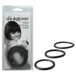 Sex And Mischief Nitrile Cock Ring 3 Pack, Black