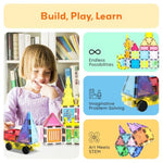 PicassoTiles 101 Piece Magnetic Tile Building Blocks Set with Durable Storage Bag STEM Educational Construction Magnet Toy Kit for Toddlers Preschool Kids Boys Girls Age 3 Plus Indoor Learning PT06