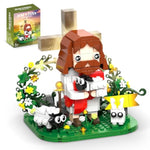 Jesus Building Block Set With Light, Nativity Toy Set With Good Shepherd, Animal Sheep & Bunny, Christian Construction Model Kit, Easter Gifts For Adults, Boys, Girls(400Pcs)