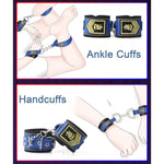 Bdsm Set 8 Pcs Restraint Kits Including Adjustable Leather Handcuffs Collar Ankle Cuff Blindfold Tickler Sex Toys For Men Women And Couples Role Play (Blue)