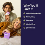 Natural Aloe Lube & Sex Wipes - 12 Individually Wrapped Wipes & 3.3 Fl Oz Aloe-Based Personal Lubricant, Ultra Hydrating & Gentle, Unscented, Adults