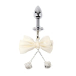 Female Bow Metal Anal Plug With Hollow Bell Couple Pleasure Bullet Butt Plug Sex Toy