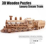 Luxury Steam Train 3D Wooden Puzzle for Adults - Challenging Brain Teaser for Adults and Kids Alike