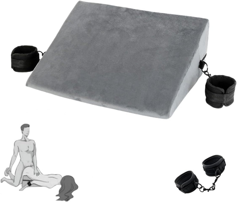 Multi-Function Sex Position Pillow with Handcuffs – Foam Cushion for Couples
