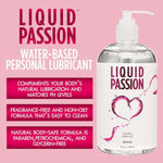 Liquid Passion Natural Water-Based Personal Lube, Ph Friendly, Fragrance-Free & Hydrating, Safe For Toys & Condoms Made In Usa, 16 Fl Oz