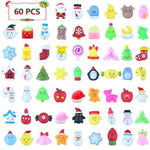 60Pcs Christmas Mochi Squishy Toys, Christmas Squishies Party Favors Fidget Toys Stocking Stuffers For Kids Christmas Goodie Bag Stuffers Gifts Bulk