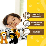 Plush Dogs Animals (12 Pack) Assorted Stuffed Puppies - 5 Inches, Small Plushed Animals, 6 Designs - For Birthday Party Favors Gifts For Kids