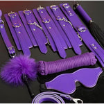 12 Pcs Bdsm Kit, Bondage Restraints Set Anal Butt Plug Tail Nipple Clamps Blindfold Handcuffs Collar Paddle Sex Toys For Couple Purple