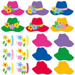 Summer Hawaii Paper Craft Kit with Tropical Flowers, Straw Hat & Stickers for Kids