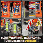 Toy Cars Playsets, Activity Drivers Playset, Gasstation With Moveable Hoses, Parking Lot, 1:64 Scale Toy Cars And Car Garage Toys For Toddlers 1-3, Car-Activated Playing Method