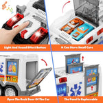 Play Ambulance Toy Vehicle Toddler Truck Toys With Effect Sound, Includes Ct Equipment, Stretcher Trolley, 2Pcs Ejecting Race Cars, Birthday Gifts For 3 4 5 6 7 8 Years Old Boys Girls
