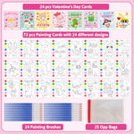 24 Pack Valentine's Day Paint with Water Coloring Books for Kids Classroom Gifts