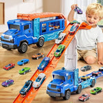 Toddler Car Truck Toys For 3 4 5 6 7 8 Years Old Boys, Transporter Truck Toy Track Set With 12 Die-Cast Car Toys, Toy Gifts For 3 4 5 6 Year Old Boys Kids
