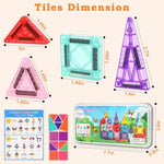 Magnetic Tiles 42 Piece Travel Magnetic Tiles Portable Stem Building Toys For Kids Educational Magnetic Building Blocks For Airplane Car Play Toddler Toy For Ages 3-8 Storage Bag Included