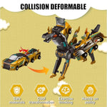 Transforming Dinosaur Toys, 2 In 1 Magnetic Cars Collision Transform Into Dino Toys, For Boys Girls Toy Age 2-12, Christmas Birthday Gift(Golden Dragon)