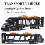 Transport Car Carrier Truck Toy Detachable Die-Cast Pull Back Play Vehicles Car Set For Kids With Lights And Sounds Sets Of 3 Black